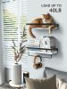 Floating bathroom shelf with towel rail; bathroom/living/kitchen/bedroom wall shelf set of 2; light brown; dark brown; black.