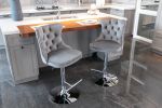 Swivel Velvet Barstools Adjusatble Seat Height from 25-33 Inch; Modern Upholstered Chrome base Bar Stools with Backs Comfortable Tufted for Home Pub a