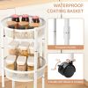 Foldable 3 Tier Rolling Cart; Installtion-Free Round Mesh Baskets Cart; Storage Rolling Trolley; Organiser Rack Cart for Kitchen Bathroom Living Room