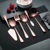 46 Pieces Gold Silverware Set Stainless Steel Titanium Gold Plating Flatware Set; Spoons Forks Cutlery Set Contains 6 Pieces Serving Set