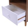 Set of 2 Mid Century Bedside Table, Nightstand with Drawer and Shelf Storage, Side Accent Table for Living Room Bedroom