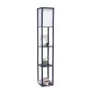 Floor Lamp Etagere Organizer Storage Shelf with Linen Shade