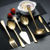 46 Pieces Gold Silverware Set Stainless Steel Titanium Gold Plating Flatware Set; Spoons Forks Cutlery Set Contains 6 Pieces Serving Set