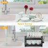 2 Tier Dish Drying Rack Drainboard Set Anti-Rust Dish Drainer Shelf Tableware Holder Cup Holder For Kitchen Counter Storage