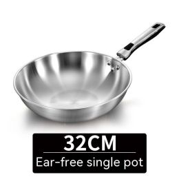 Stainless Steel Household Uncoated Frying Pan (Option: 32cm-Conventional)