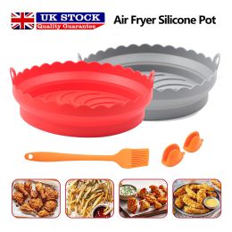 Silicone Pot Thicken Plate Barbecue Basket Heating Baking Pan For Air Fryer 5PCS (Option: Silicone)