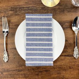 Wide Striped Polyester Cotton Napkin Japanese Style Student Placemat Heat Proof Mat (Option: Blue-30 Ã— 40cm)