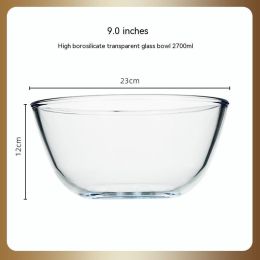 Japanese-style Transparent Glass Salad Bowl Large Instant Noodle Bowl Creative Bowl Microwave Oven Household And Noodle Bowl (Option: 2700ml)