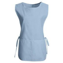 Women's Round Neck Pocket Strap Protective Vest Solid Color Household Vest Apron (Option: Light Blue-XL)